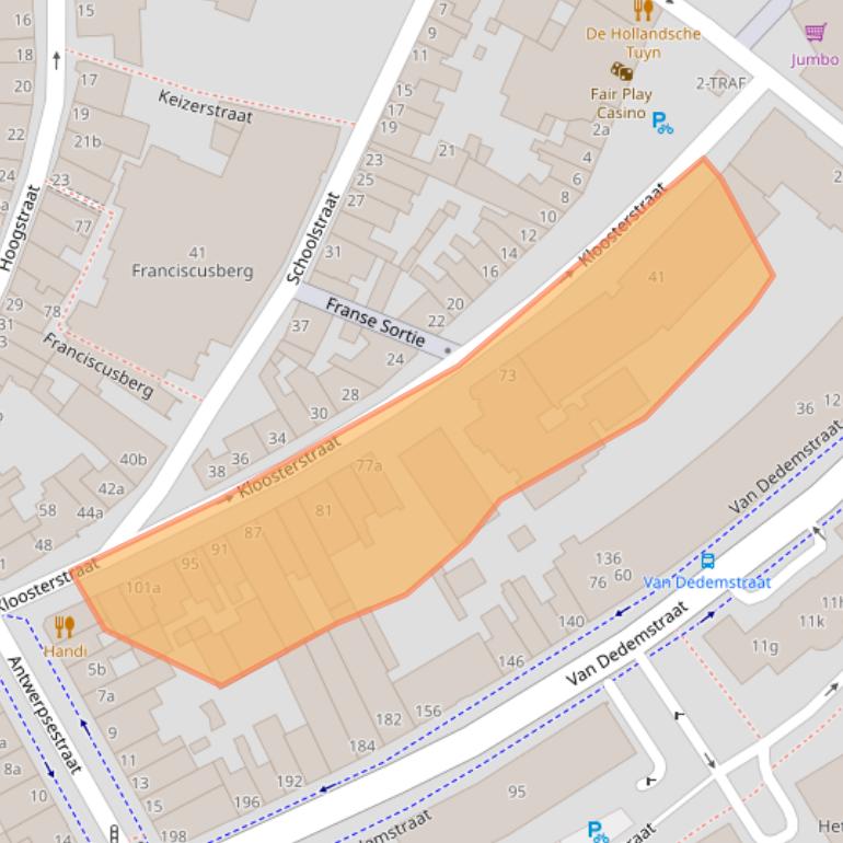 Kaart van postcodegebied 4611MB.