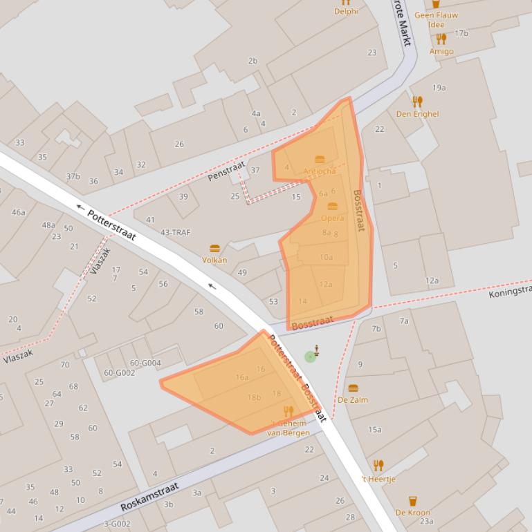 Kaart van postcodegebied 4611NC.