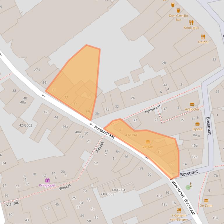 Kaart van postcodegebied 4611NH.