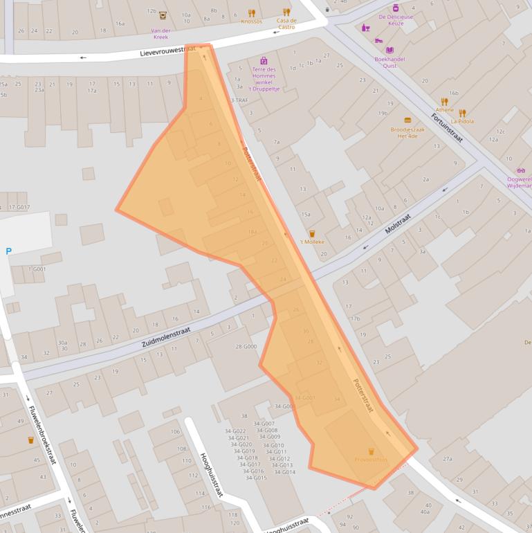 Kaart van postcodegebied 4611NJ.