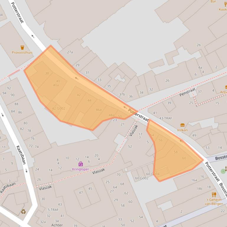 Kaart van postcodegebied 4611NK.
