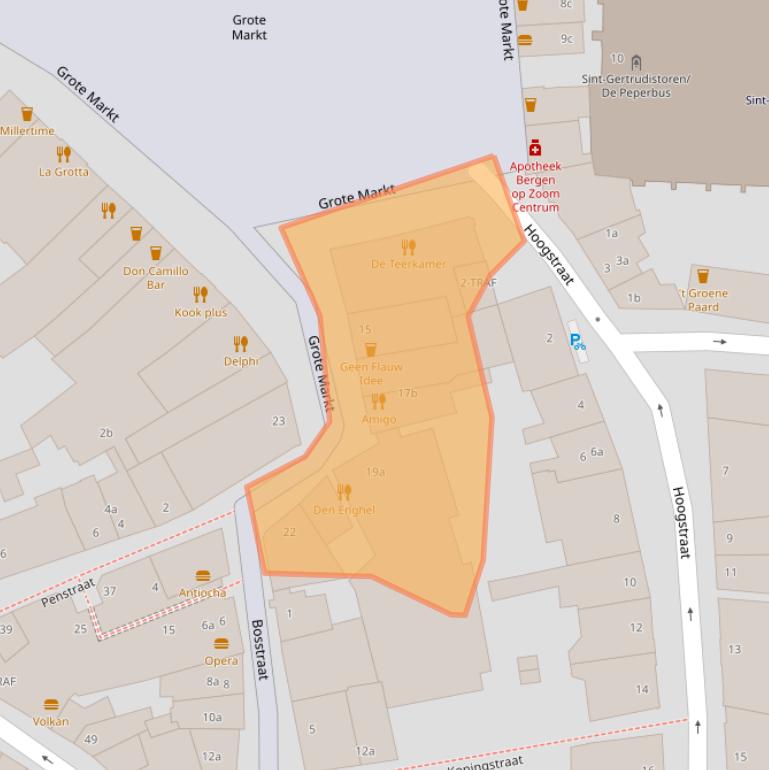 Kaart van postcodegebied 4611NS.