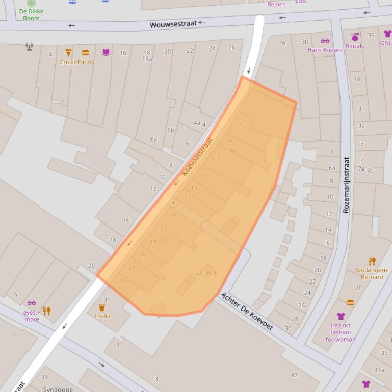 Kaart van postcodegebied 4611PA.