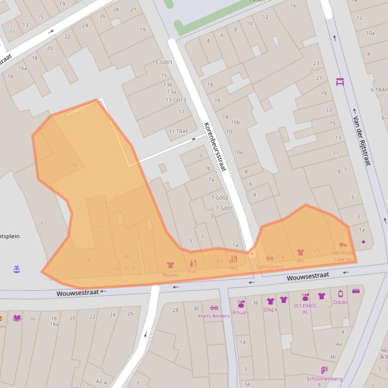 Kaart van postcodegebied 4611PK.