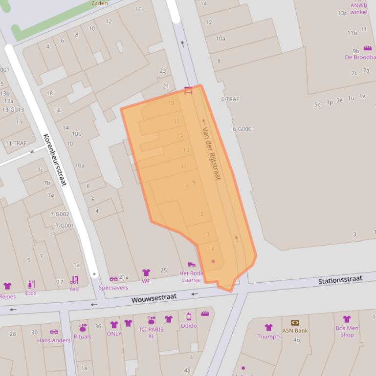 Kaart van postcodegebied 4611PN.