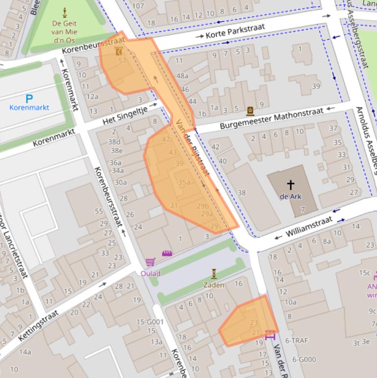 Kaart van postcodegebied 4611PP.