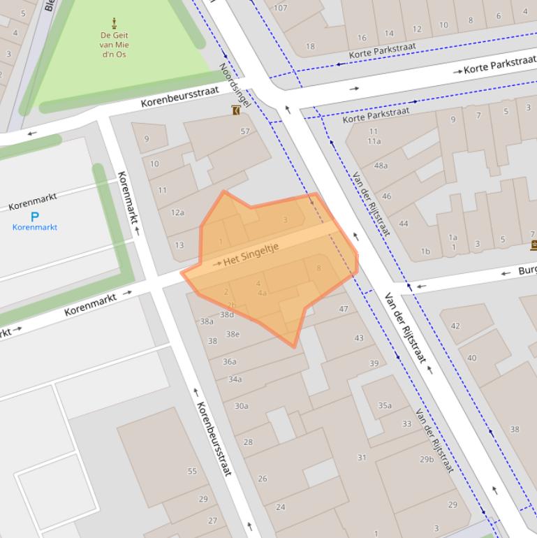 Kaart van postcodegebied 4611PT.