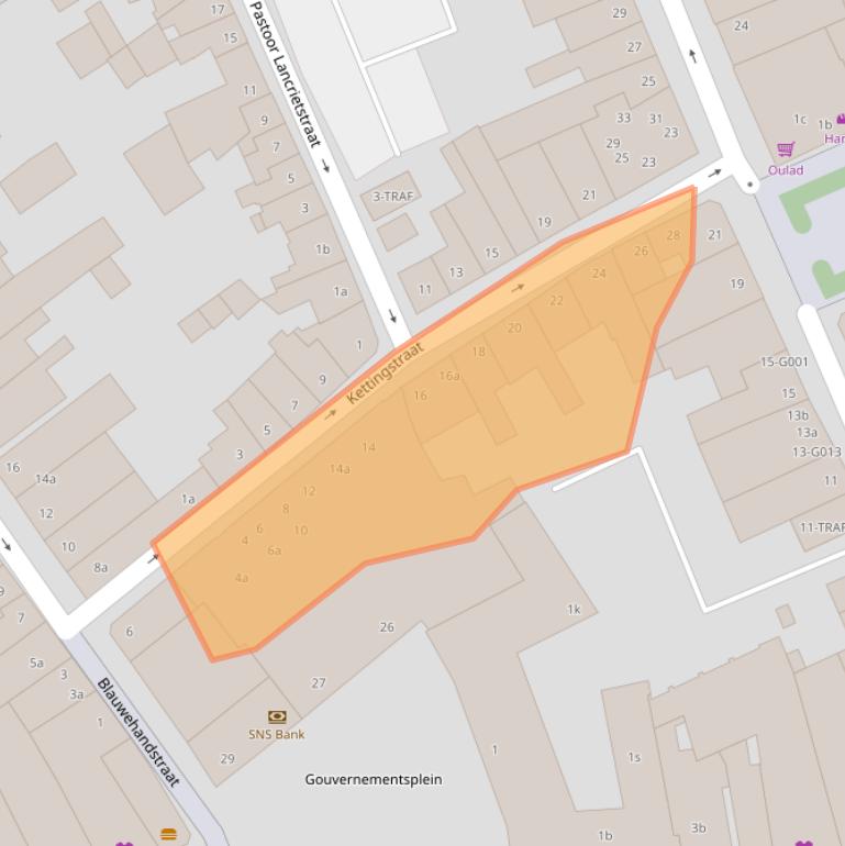 Kaart van postcodegebied 4611PZ.