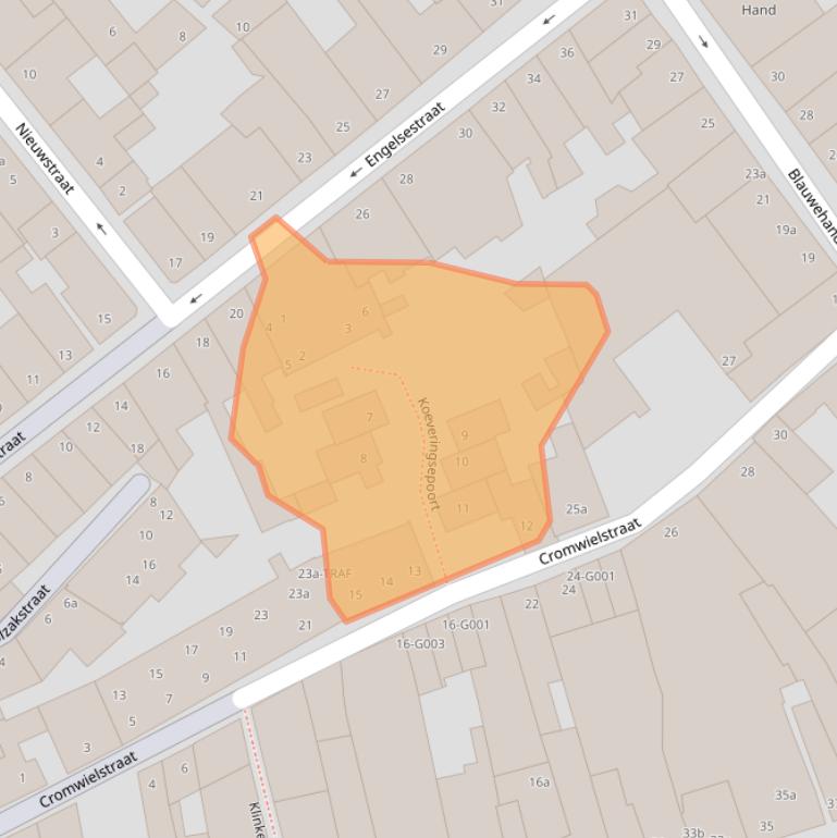 Kaart van postcodegebied 4611RB.