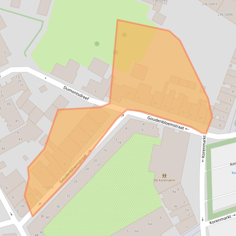 Kaart van postcodegebied 4611RG.