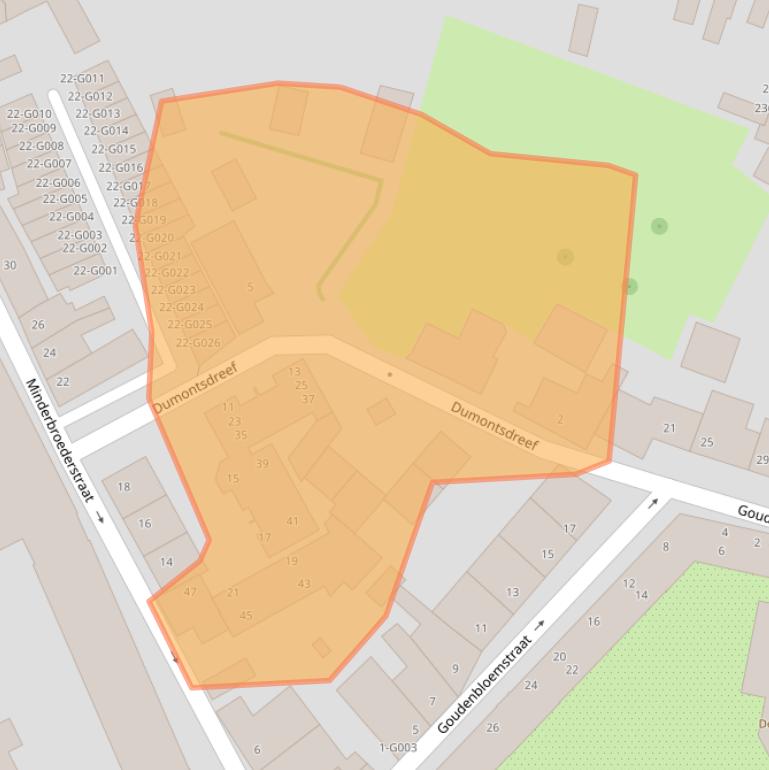Kaart van postcodegebied 4611RJ.