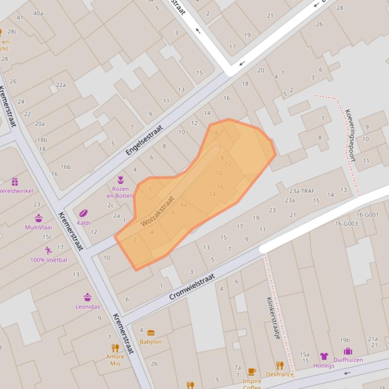 Kaart van postcodegebied 4611RN.