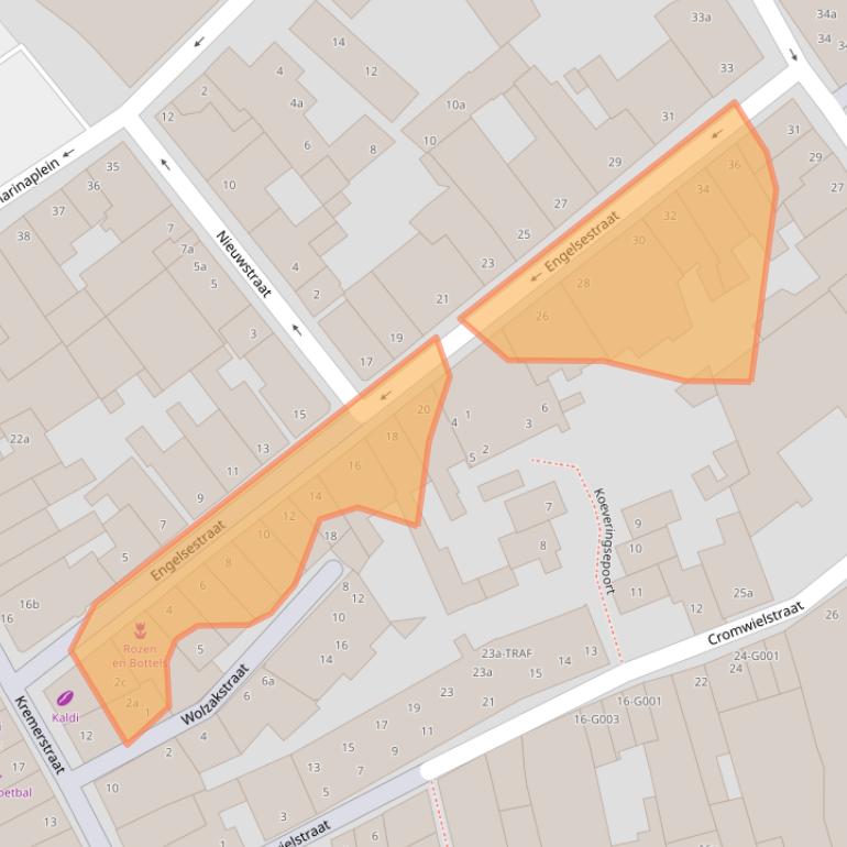 Kaart van postcodegebied 4611RR.