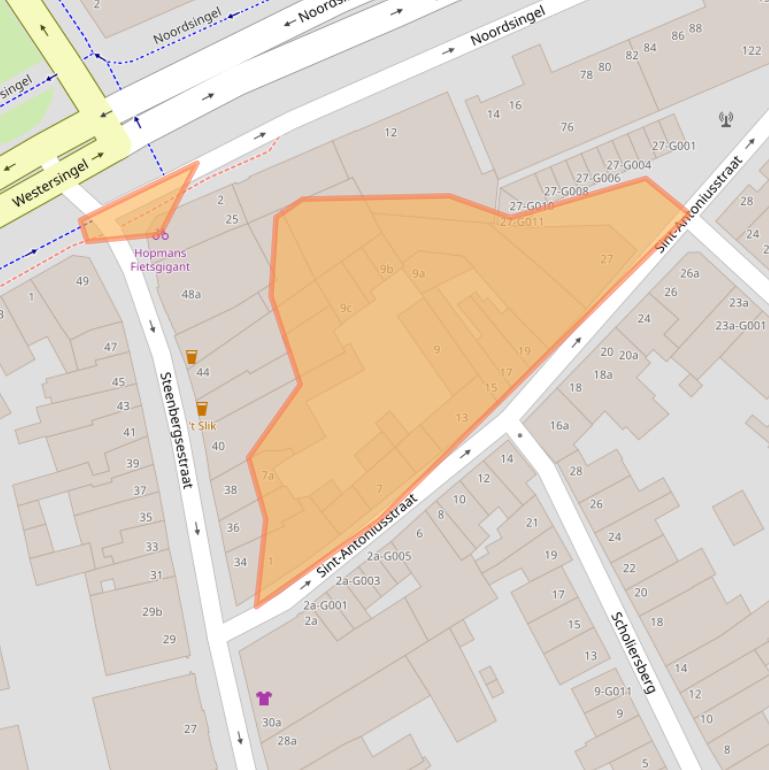 Kaart van postcodegebied 4611TA.