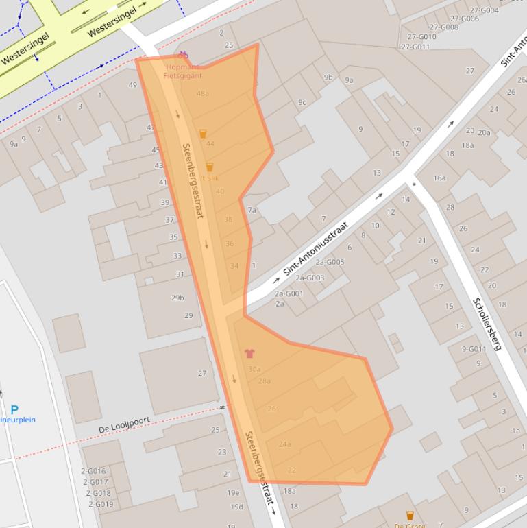 Kaart van postcodegebied 4611TG.