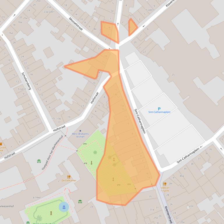 Kaart van postcodegebied 4611TS.