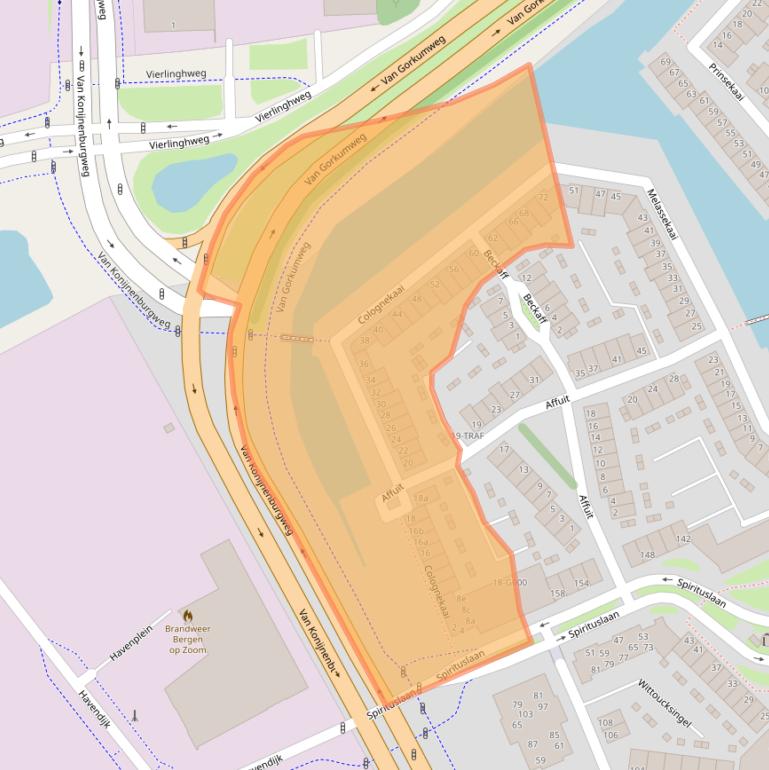 Kaart van postcodegebied 4612RJ.