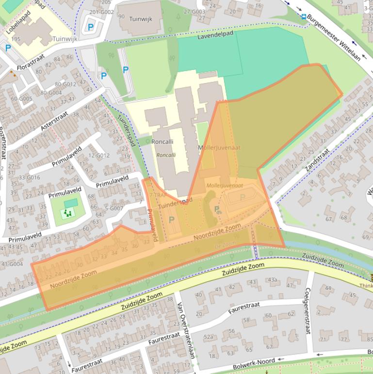 Kaart van postcodegebied 4613AB.