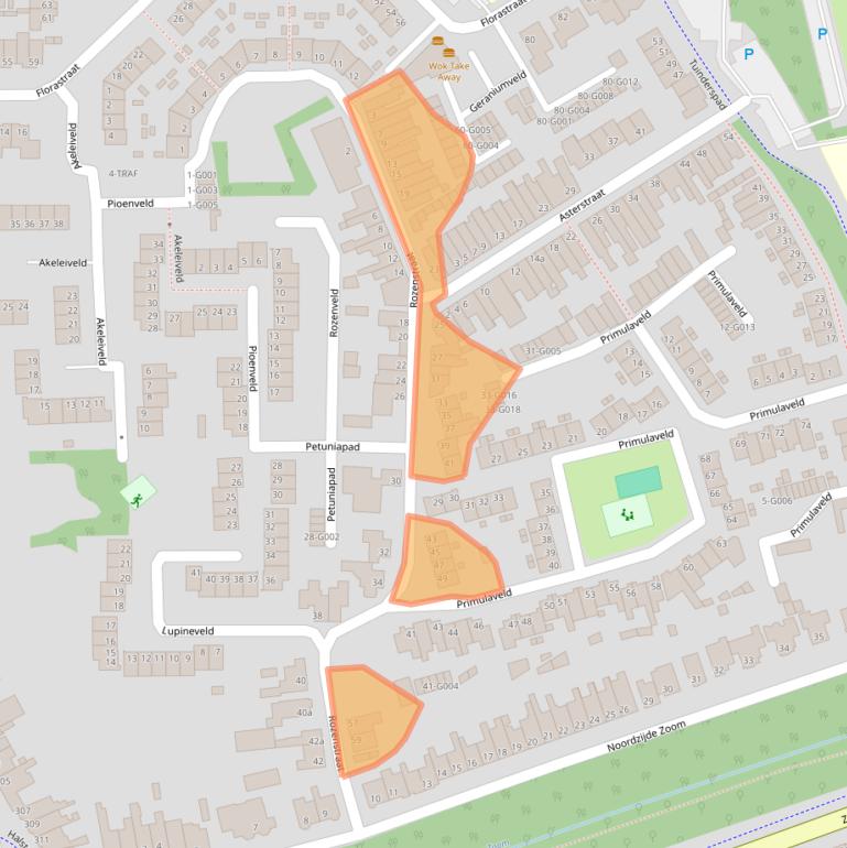 Kaart van postcodegebied 4613AH.