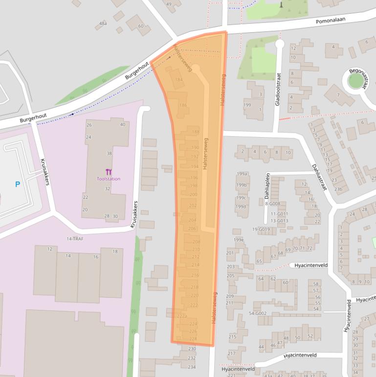 Kaart van postcodegebied 4613BC.