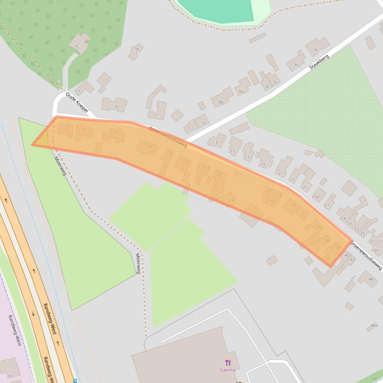 Kaart van postcodegebied 4613BJ.