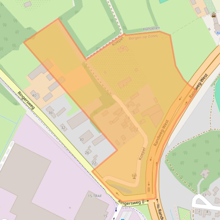 Kaart van postcodegebied 4613BM.