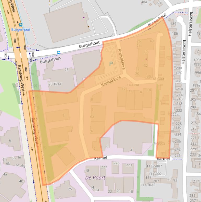 Kaart van postcodegebied 4613BV.