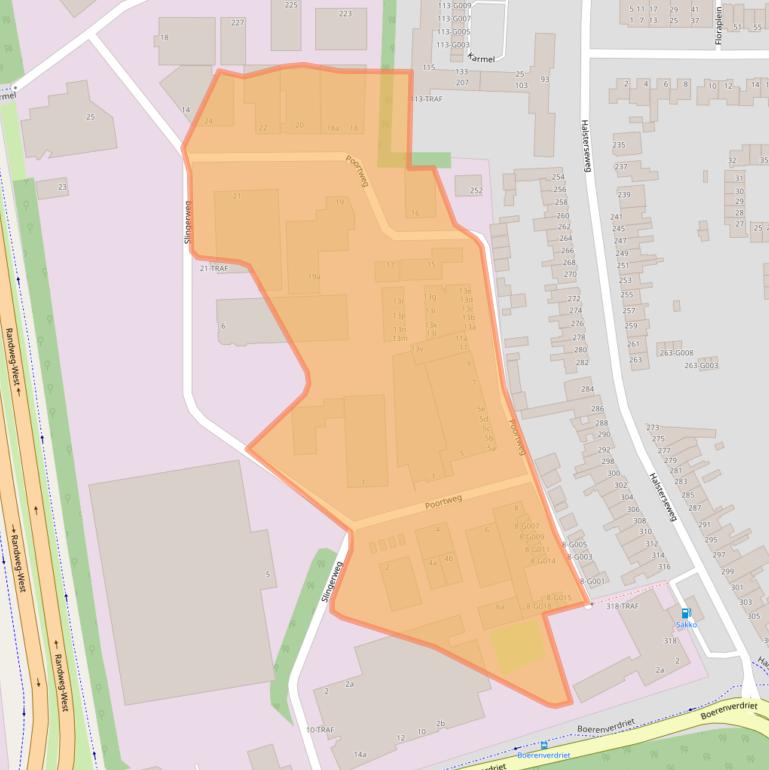 Kaart van postcodegebied 4613BW.