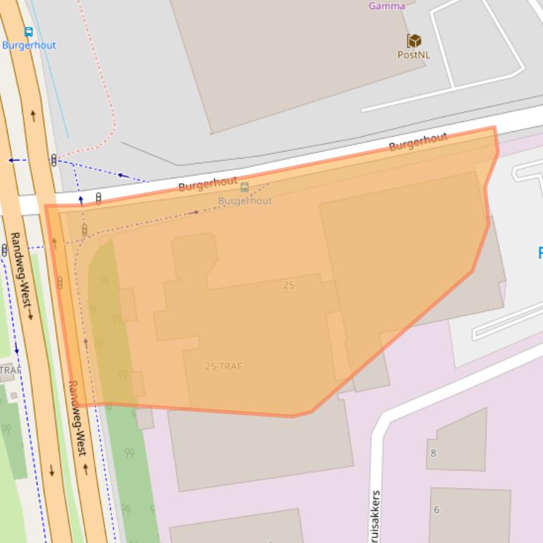 Kaart van postcodegebied 4613BZ.