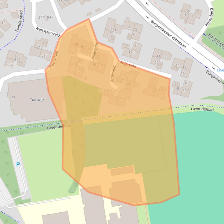 Kaart van postcodegebied 4613DC.