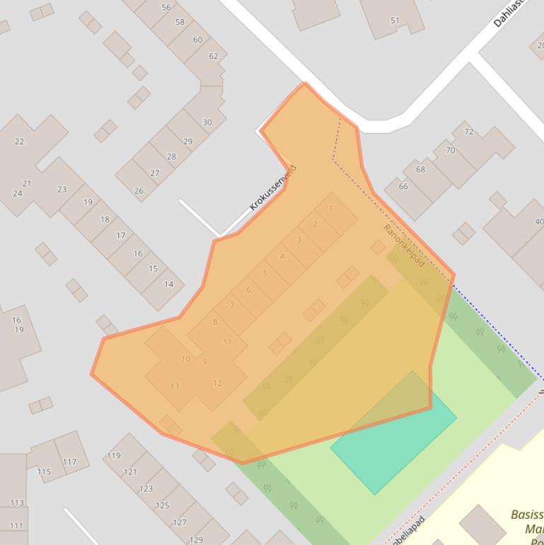 Kaart van postcodegebied 4613DW.