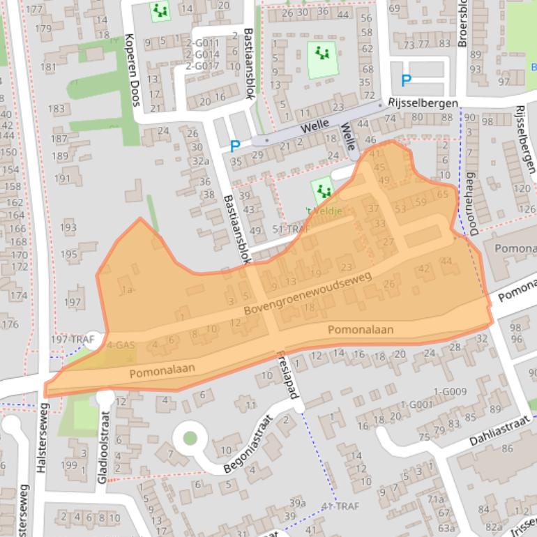 Kaart van postcodegebied 4613RA.