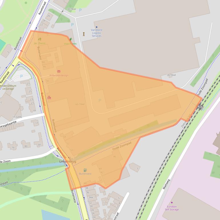 Kaart van postcodegebied 4614AD.