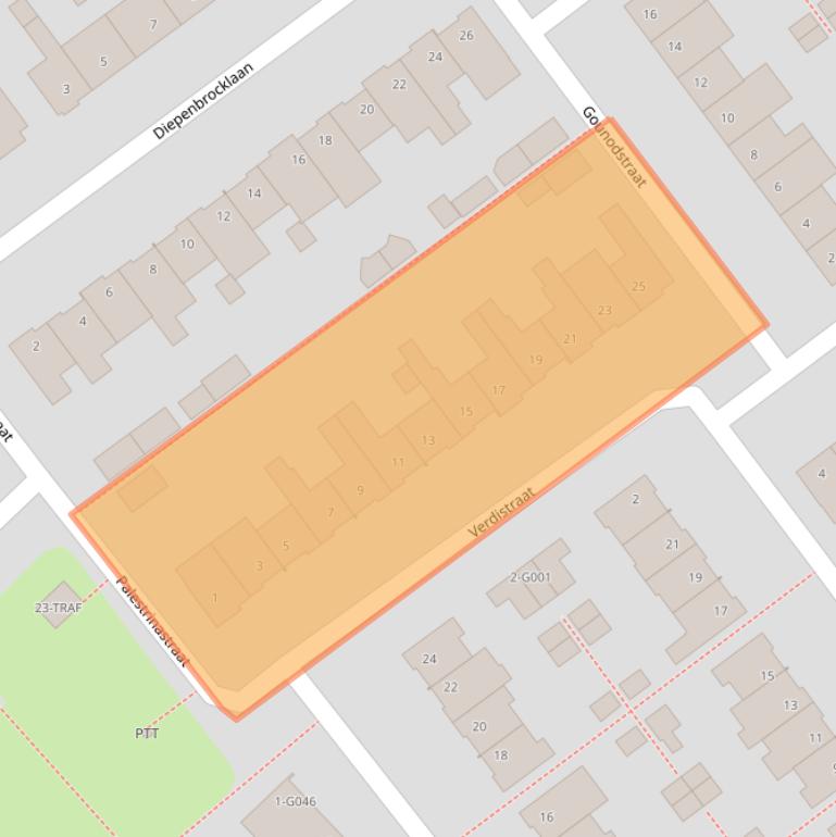 Kaart van postcodegebied 4614BJ.