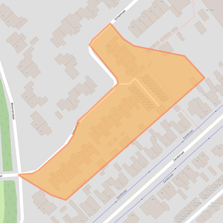 Kaart van postcodegebied 4614CR.