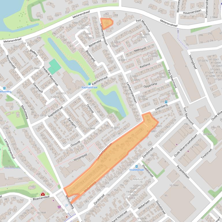 Kaart van postcodegebied 4614EZ.