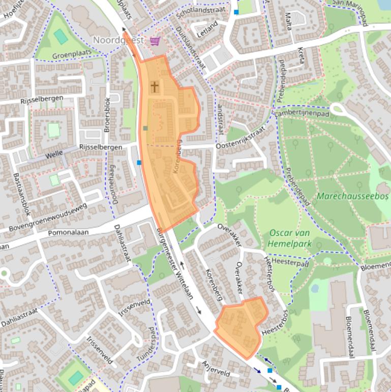 Kaart van postcodegebied 4614GW.