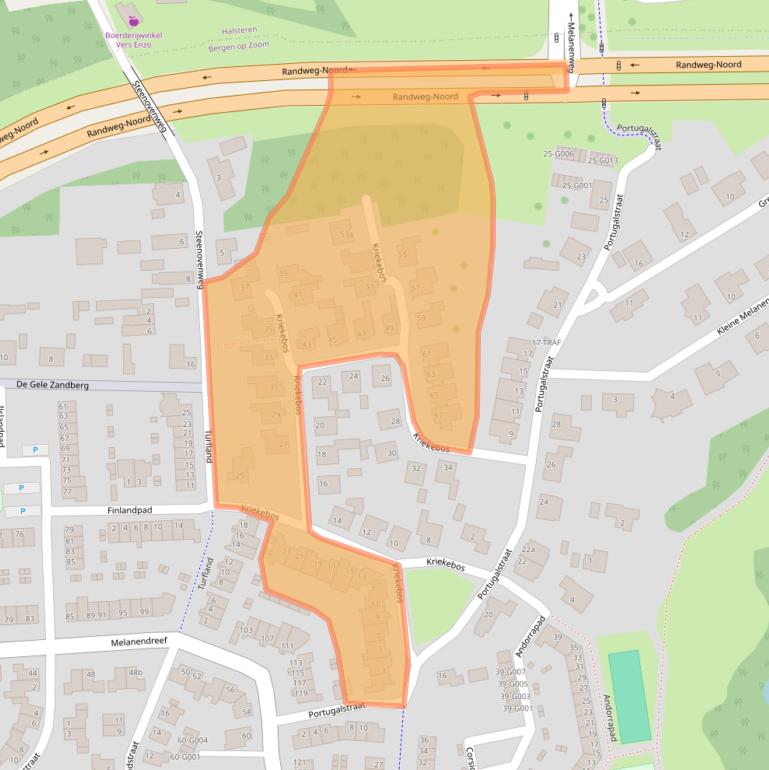 Kaart van postcodegebied 4614JK.