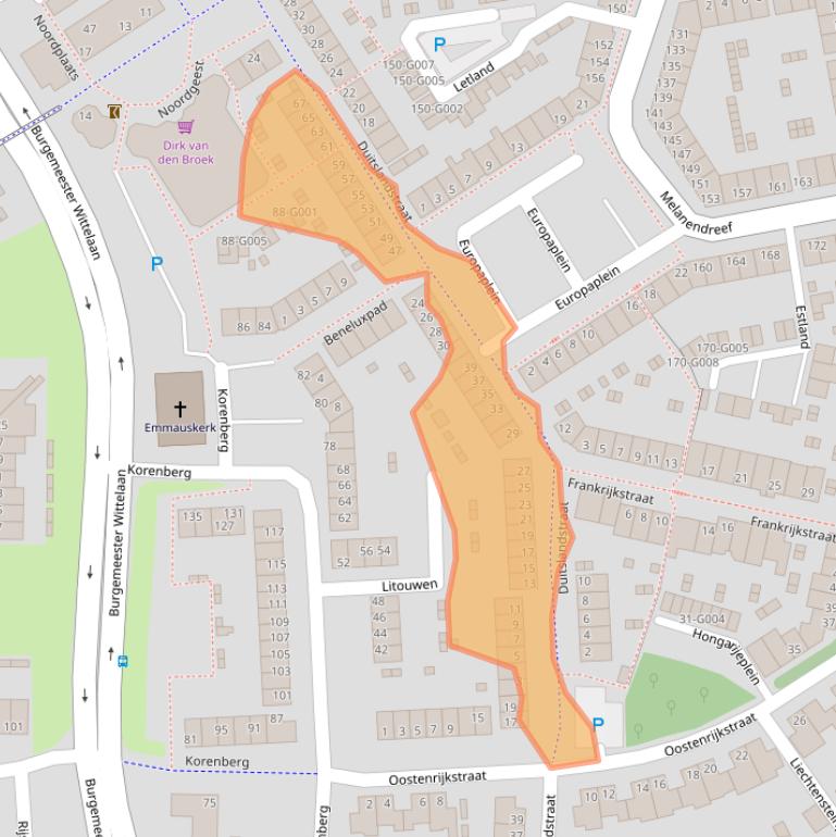 Kaart van postcodegebied 4614KD.