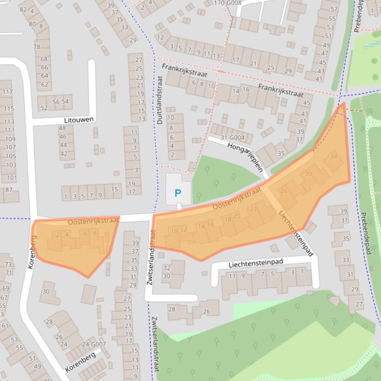 Kaart van postcodegebied 4614KH.