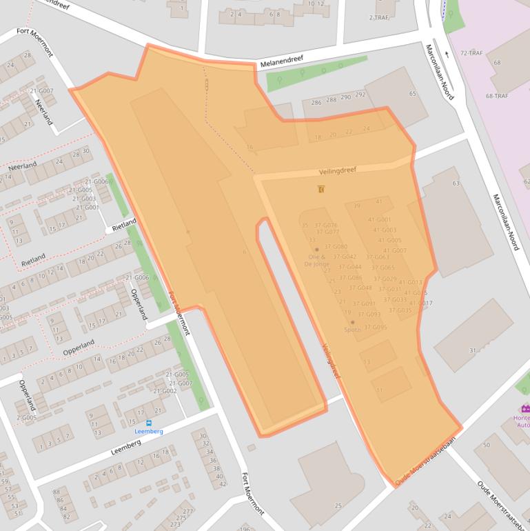 Kaart van postcodegebied 4614RX.