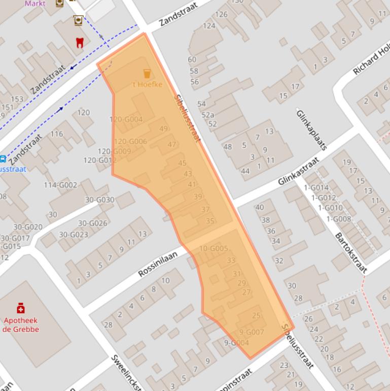 Kaart van postcodegebied 4614VB.