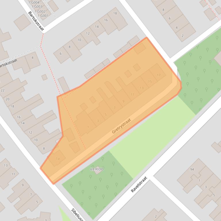 Kaart van postcodegebied 4614VE.