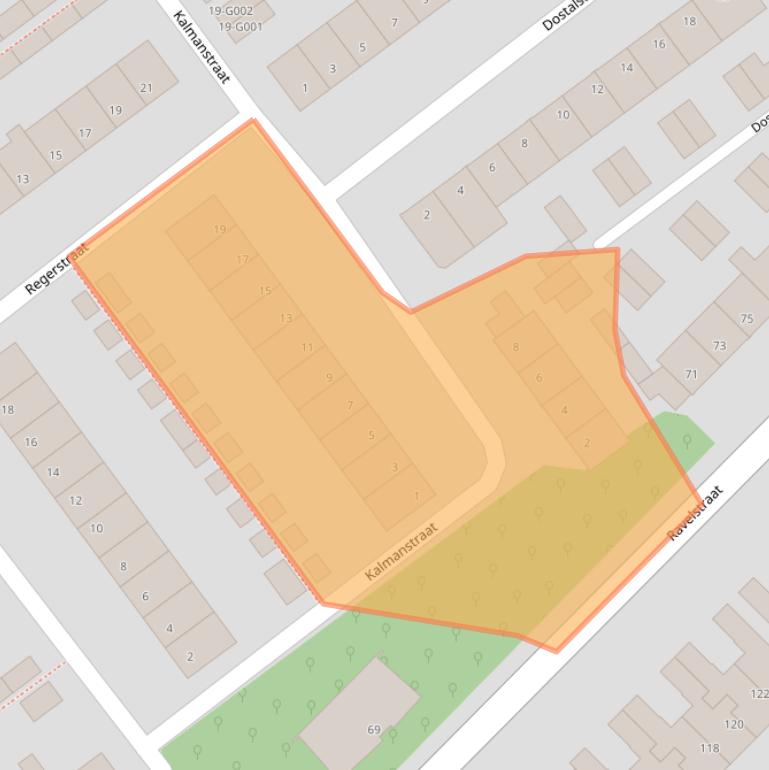 Kaart van postcodegebied 4614VL.