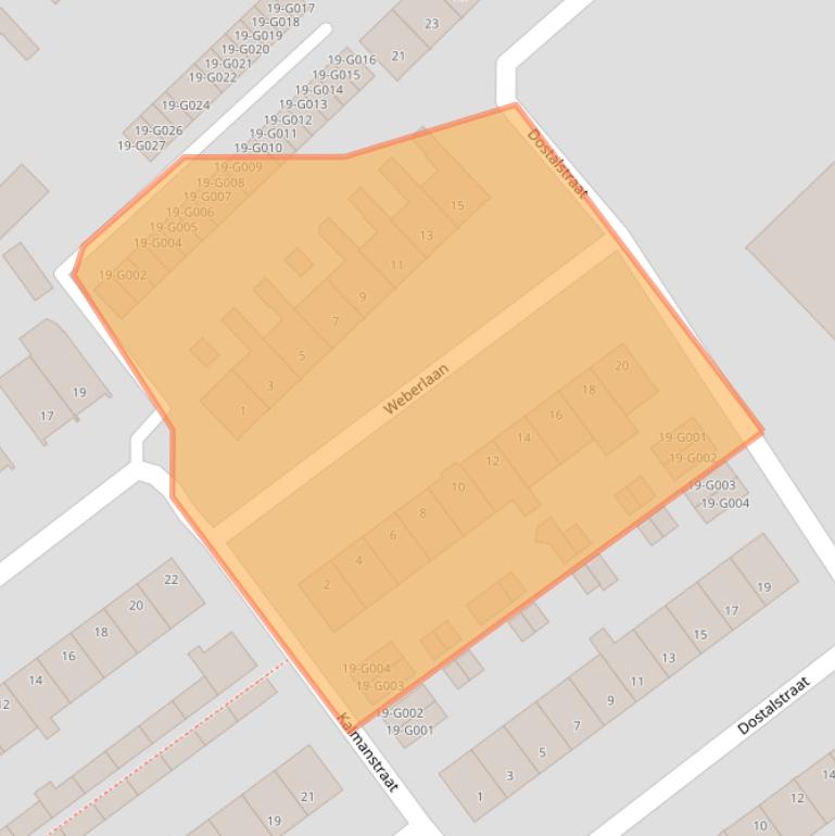 Kaart van postcodegebied 4614VS.