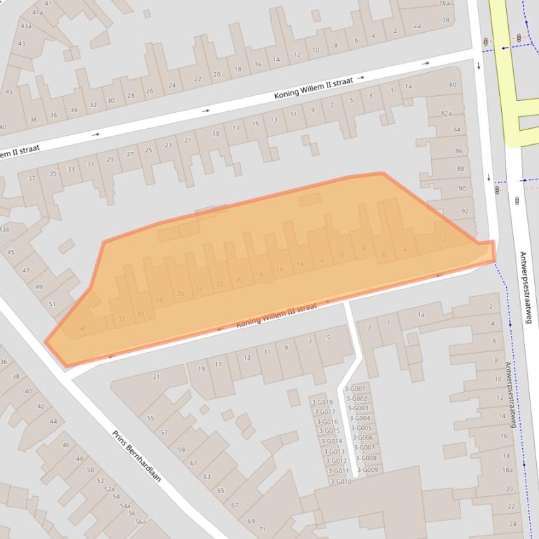 Kaart van postcodegebied 4615AJ.