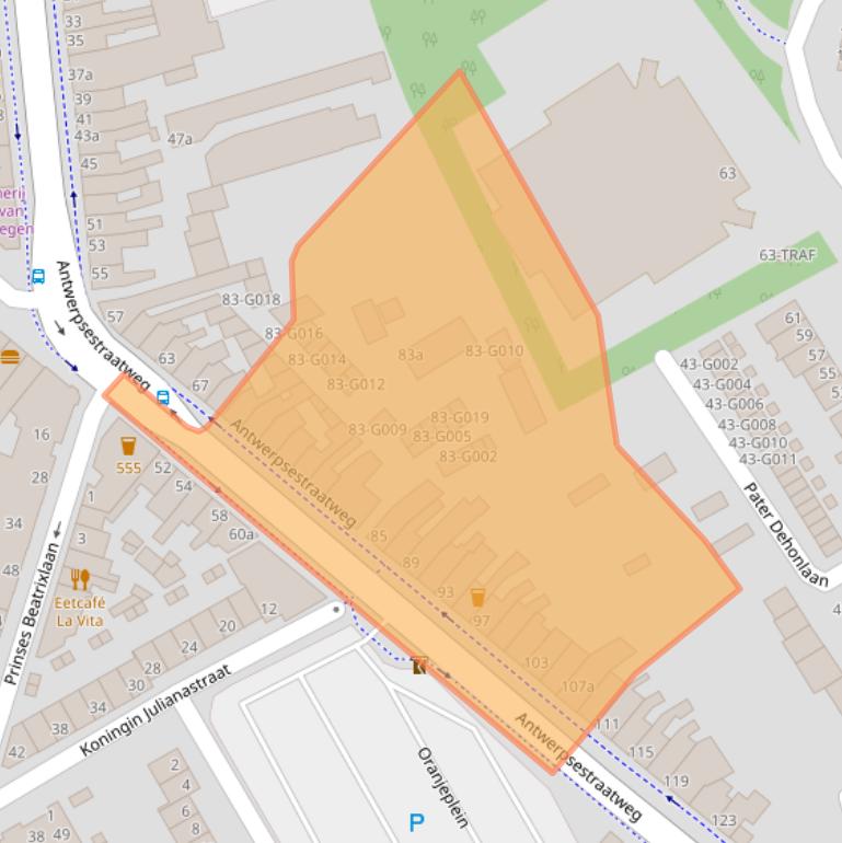 Kaart van postcodegebied 4615AM.