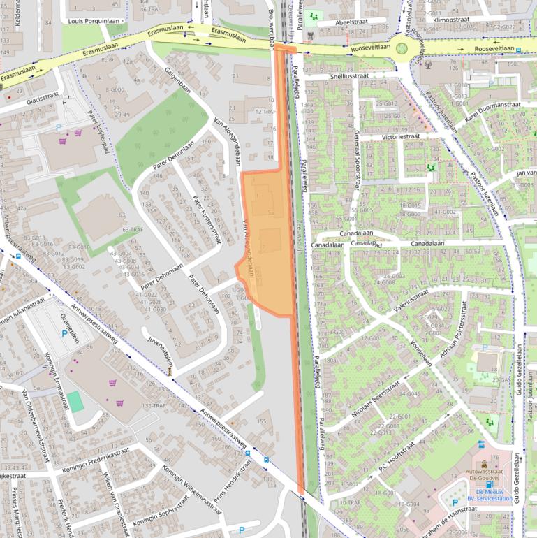 Kaart van postcodegebied 4615AZ.