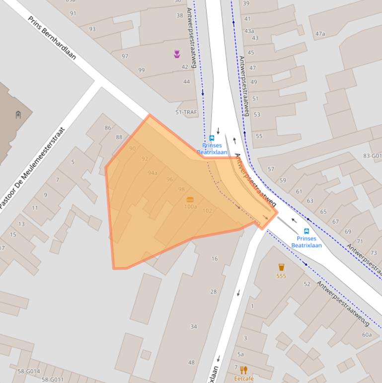 Kaart van postcodegebied 4615BE.