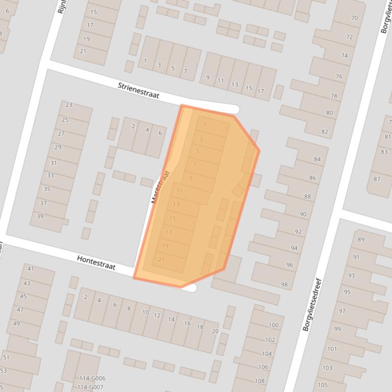 Kaart van postcodegebied 4615CW.
